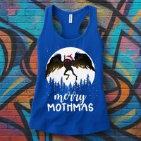 Christmas Mothman Merry Mothmas Creepy Folklore Cryptid Xmas Womens Tank Top