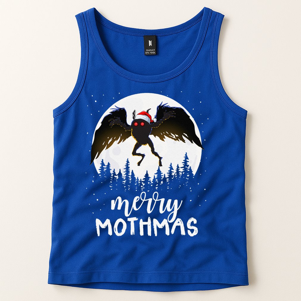 Christmas Mothman Merry Mothmas Creepy Folklore Cryptid Xmas Tank Top