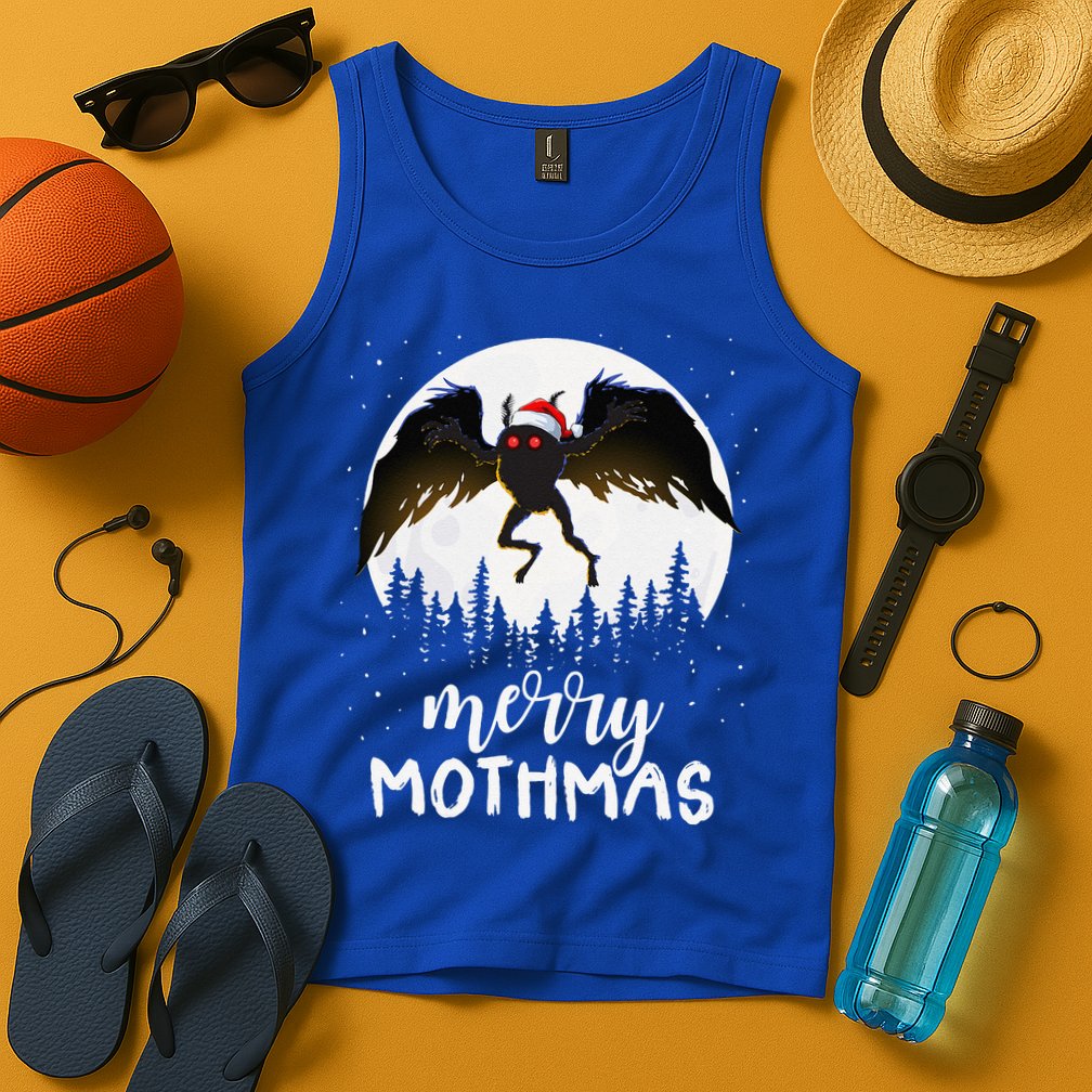 Christmas Mothman Merry Mothmas Creepy Folklore Cryptid Xmas Tank Top