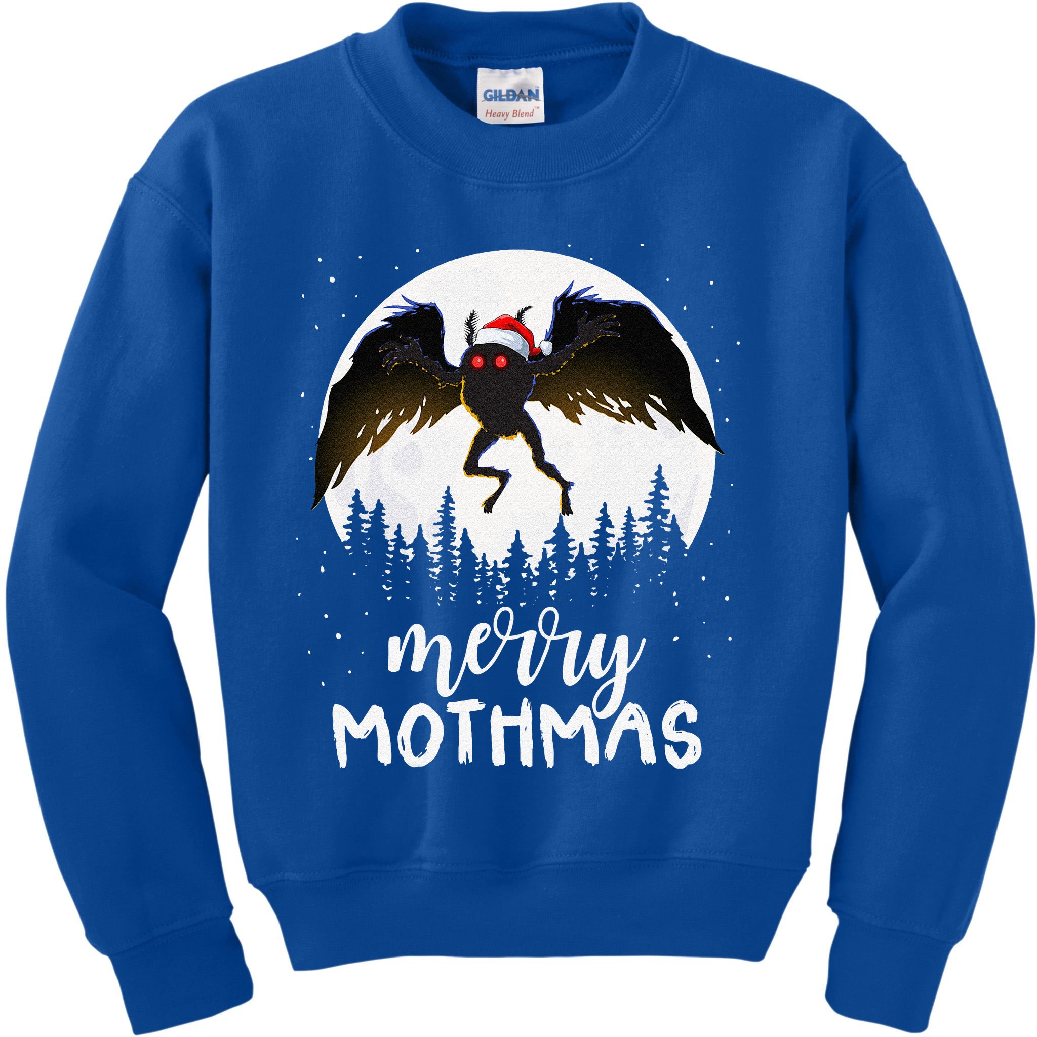 Cmm1531724 Christmas Mothman Merry Mothmas Creepy Folklore Cryptid Xmas Kids Sweatshirt TeeShirtPalace