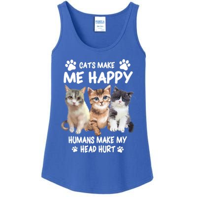 Cats Make Me Happy Hu Make My Head Hurt For Cat Lovers Gift Ladies Essential Tank