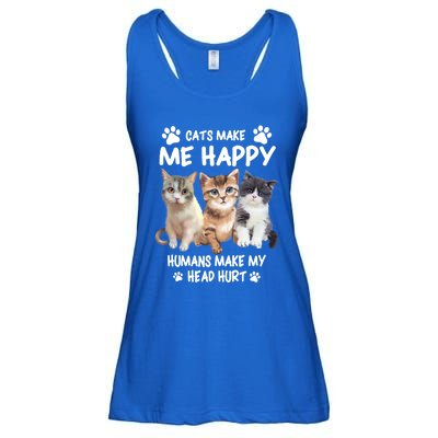 Cats Make Me Happy Hu Make My Head Hurt For Cat Lovers Gift Ladies Essential Flowy Tank