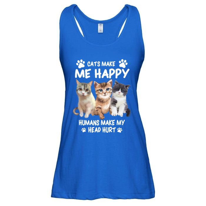 Cats Make Me Happy Hu Make My Head Hurt For Cat Lovers Gift Ladies Essential Flowy Tank