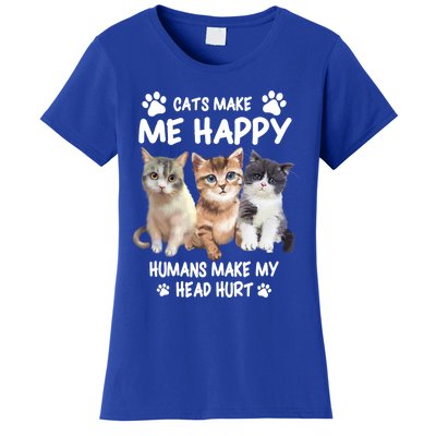 Cats Make Me Happy Hu Make My Head Hurt For Cat Lovers Gift Women's T-Shirt