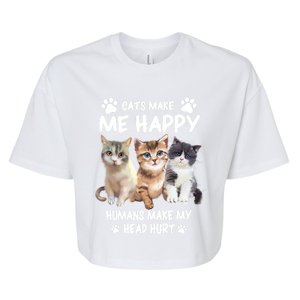 Cats Make Me Happy Hu Make My Head Hurt For Cat Lovers Gift Bella+Canvas Jersey Crop Tee