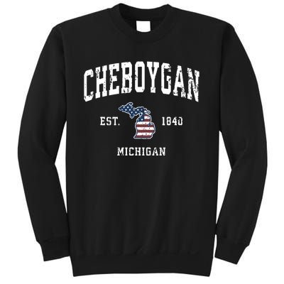 Cheboygan Michigan Mi Vintage American Flag Sports Design Sweatshirt