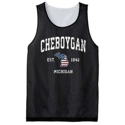 Cheboygan Michigan Mi Vintage American Flag Sports Design Mesh Reversible Basketball Jersey Tank