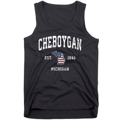 Cheboygan Michigan Mi Vintage American Flag Sports Design Tank Top