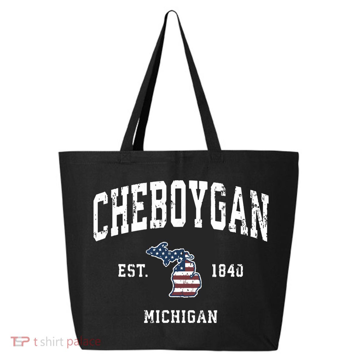 Cheboygan Michigan Mi Vintage American Flag Sports Design 25L Jumbo Tote