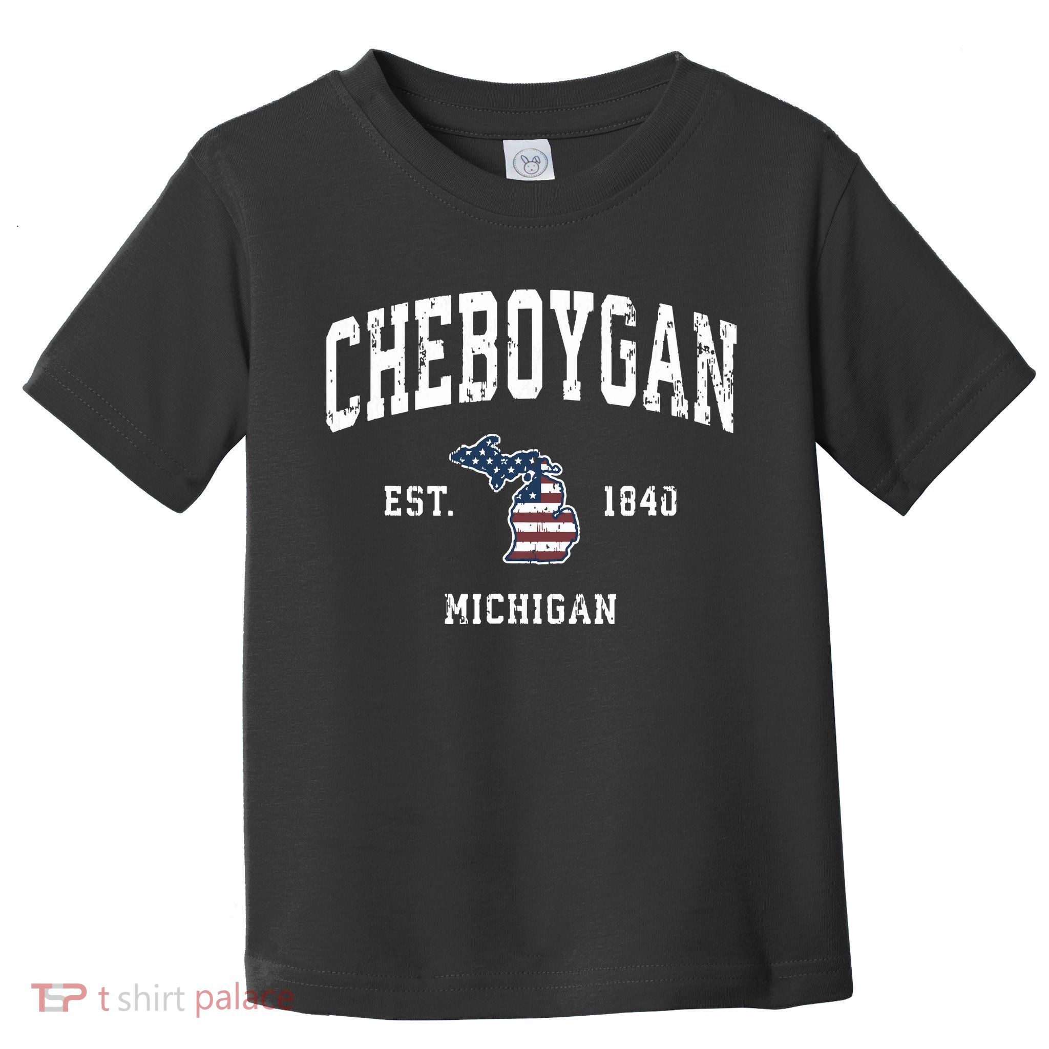 Cheboygan Michigan Mi Vintage American Flag Sports Design Toddler T-Shirt