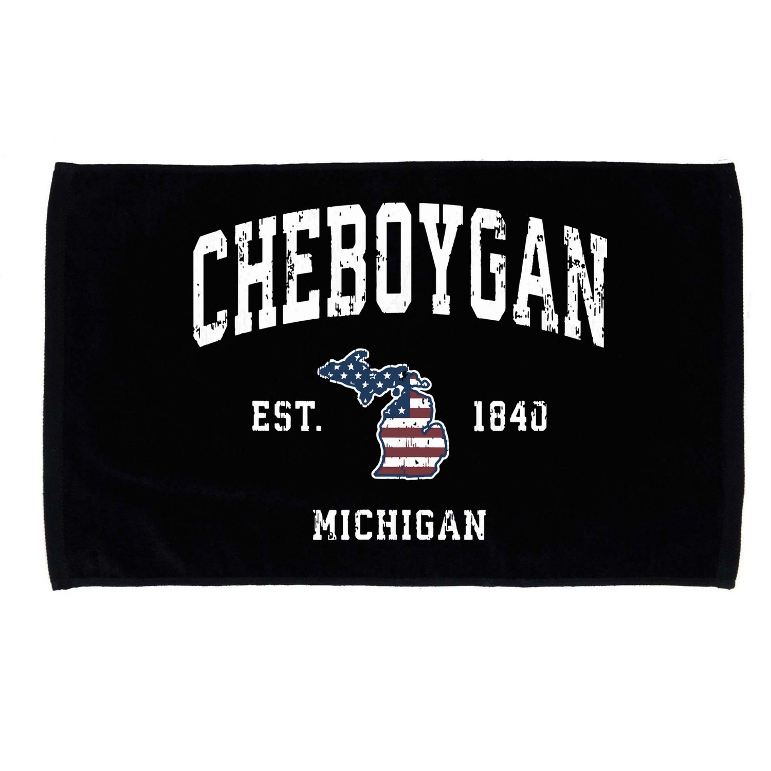 Cheboygan Michigan Mi Vintage American Flag Sports Design Microfiber Hand Towel