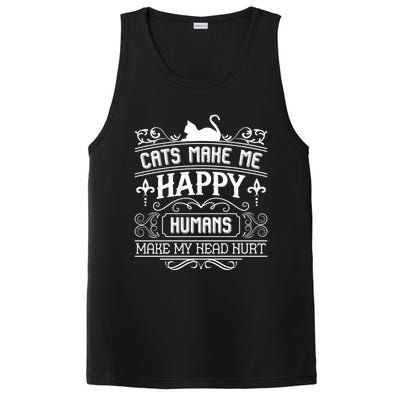 Cats Make Me Happy Hu Make My Head Hurt Festival Cat Mom Gift PosiCharge Competitor Tank