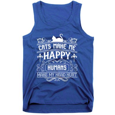 Cats Make Me Happy Hu Make My Head Hurt Festival Cat Mom Gift Tank Top