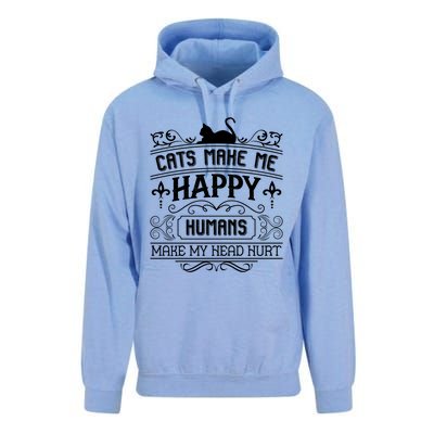 Cats Make Me Happy Hu Make My Head Hurt Festival Cat Mom Gift Unisex Surf Hoodie