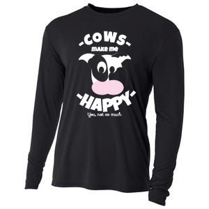 Cows Make Me Happy Funny Farmer Cow Cooling Performance Long Sleeve Crew