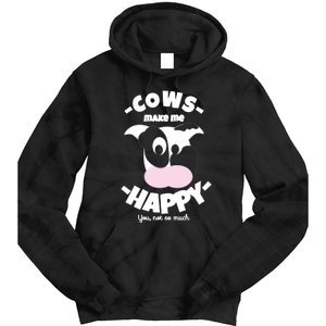 Cows Make Me Happy Funny Farmer Cow Tie Dye Hoodie