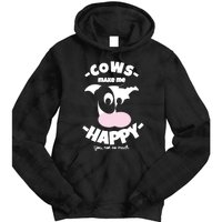 Cows Make Me Happy Funny Farmer Cow Tie Dye Hoodie