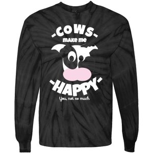 Cows Make Me Happy Funny Farmer Cow Tie-Dye Long Sleeve Shirt