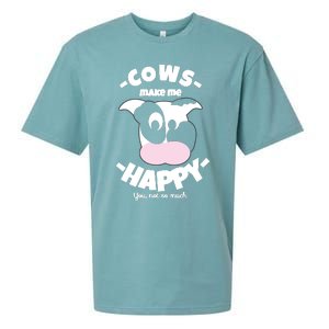 Cows Make Me Happy Funny Farmer Cow Sueded Cloud Jersey T-Shirt