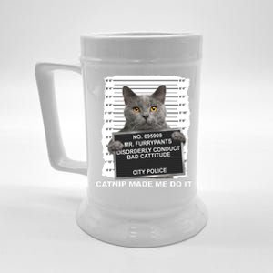 Catnip Made Me Do It Funny Cat Tee Beer Stein