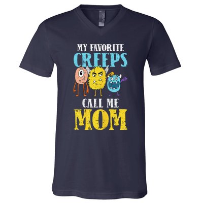 Calls Me Mom Lazy Halloween Costume Funny Creeps Monsters V-Neck T-Shirt