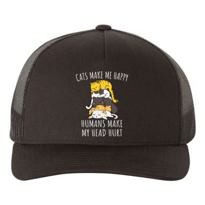 Cats Make Me Happy Humans Make My Head Hurt Yupoong Adult 5-Panel Trucker Hat