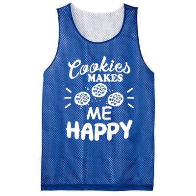 Cookies Makes Me Happy Funny Baker Gift For Cookie Lover Great Gift Mesh Reversible Basketball Jersey Tank