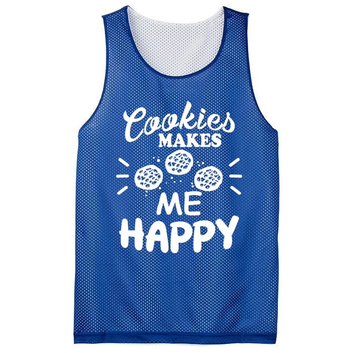 Cookies Makes Me Happy Funny Baker Gift For Cookie Lover Great Gift Mesh Reversible Basketball Jersey Tank