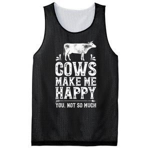 Cows Make Me Happy You Not So Much Farming Mesh Reversible Basketball Jersey Tank