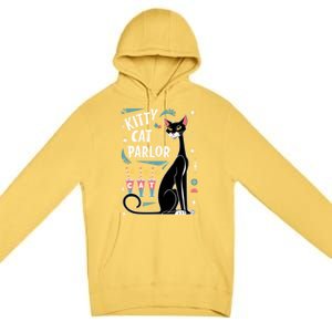 Cool Midcentury Modern Retro Kitty Cat Parlor Design Gift Premium Pullover Hoodie