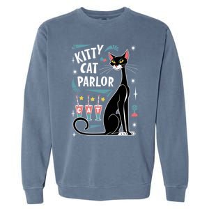 Cool Midcentury Modern Retro Kitty Cat Parlor Design Gift Garment-Dyed Sweatshirt