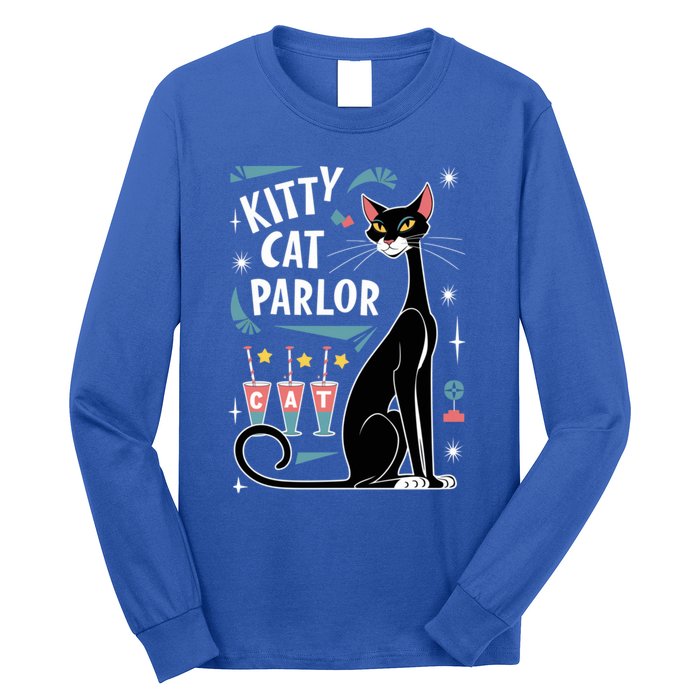 Cool Midcentury Modern Retro Kitty Cat Parlor Design Gift Long Sleeve Shirt