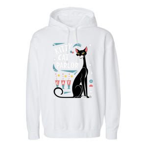 Cool Midcentury Modern Retro Kitty Cat Parlor Design Gift Garment-Dyed Fleece Hoodie