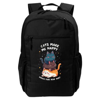 Cats Make Me Happy Humans Make My Head Hurt Funny Cas Joke Daily Commute Backpack
