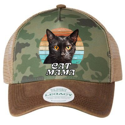 Cat Mama Mom Mothers Day Black Cat Retro Legacy Tie Dye Trucker Hat