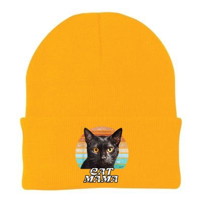 Cat Mama Mom Mothers Day Black Cat Retro Knit Cap Winter Beanie