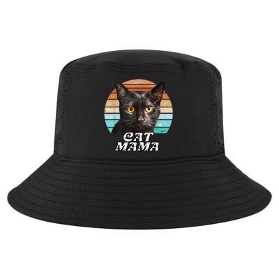 Cat Mama Mom Mothers Day Black Cat Retro Cool Comfort Performance Bucket Hat