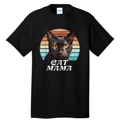 Cat Mama Mom Mothers Day Black Cat Retro Tall T-Shirt