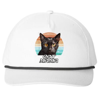 Cat Mama Mom Mothers Day Black Cat Retro Snapback Five-Panel Rope Hat