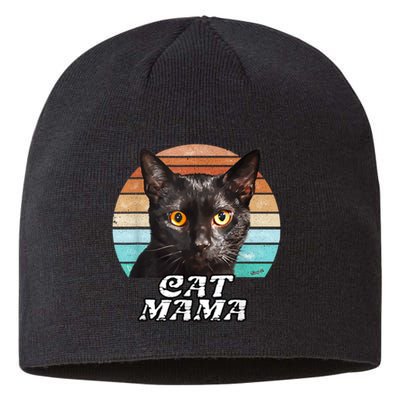 Cat Mama Mom Mothers Day Black Cat Retro Sustainable Beanie