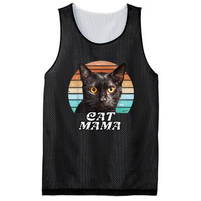 Cat Mama Mom Mothers Day Black Cat Retro Mesh Reversible Basketball Jersey Tank