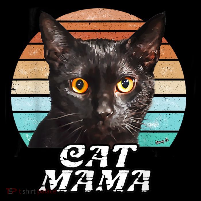 Cat Mama Mom Mothers Day Black Cat Retro Premium T-Shirt