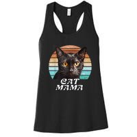 Cat Mama Mom Mothers Day Black Cat Retro Women's Racerback Tank