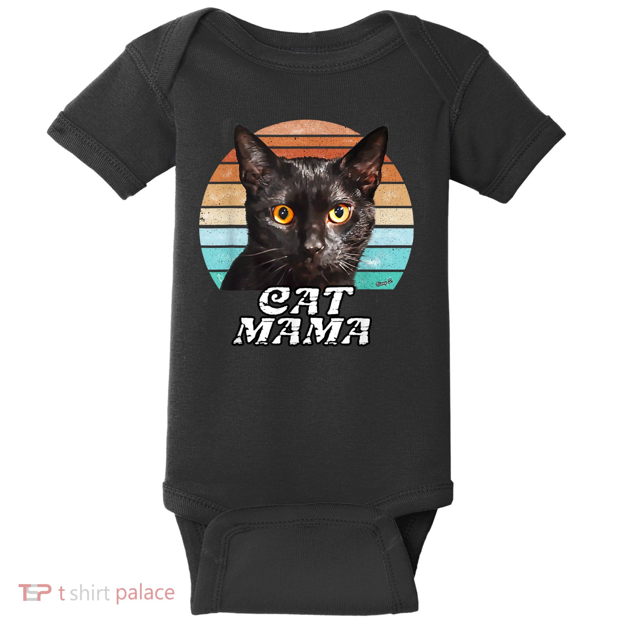 Cat Mama Mom Mothers Day Black Cat Retro Baby Bodysuit