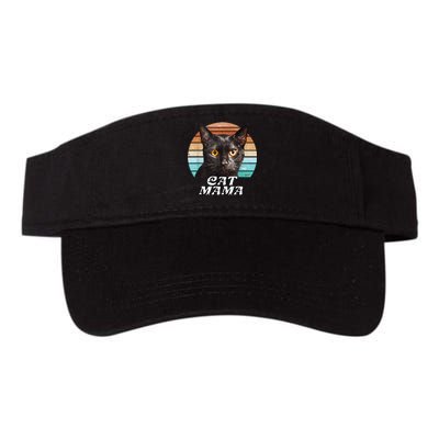 Cat Mama Mom Mothers Day Black Cat Retro Valucap Bio-Washed Visor