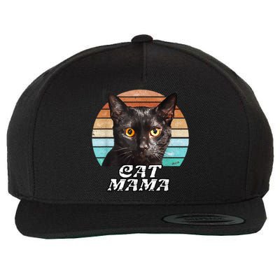 Cat Mama Mom Mothers Day Black Cat Retro Wool Snapback Cap