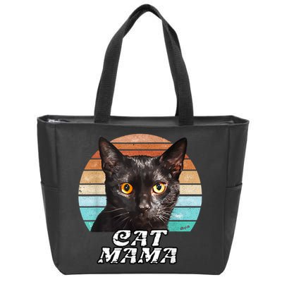 Cat Mama Mom Mothers Day Black Cat Retro Zip Tote Bag