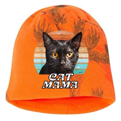 Cat Mama Mom Mothers Day Black Cat Retro Kati - Camo Knit Beanie