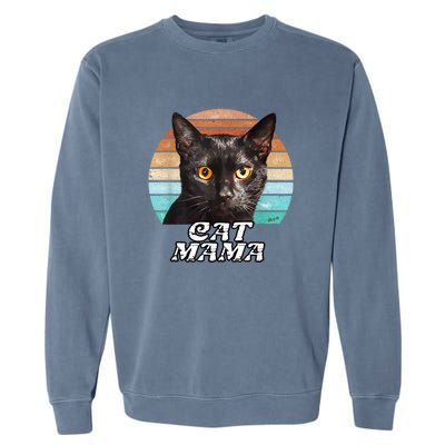 Cat Mama Mom Mothers Day Black Cat Retro Garment-Dyed Sweatshirt