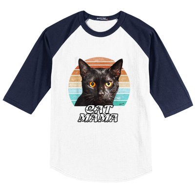 Cat Mama Mom Mothers Day Black Cat Retro Baseball Sleeve Shirt